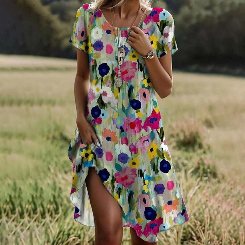 Emilie™ - Robe Florale en Coton et Lin