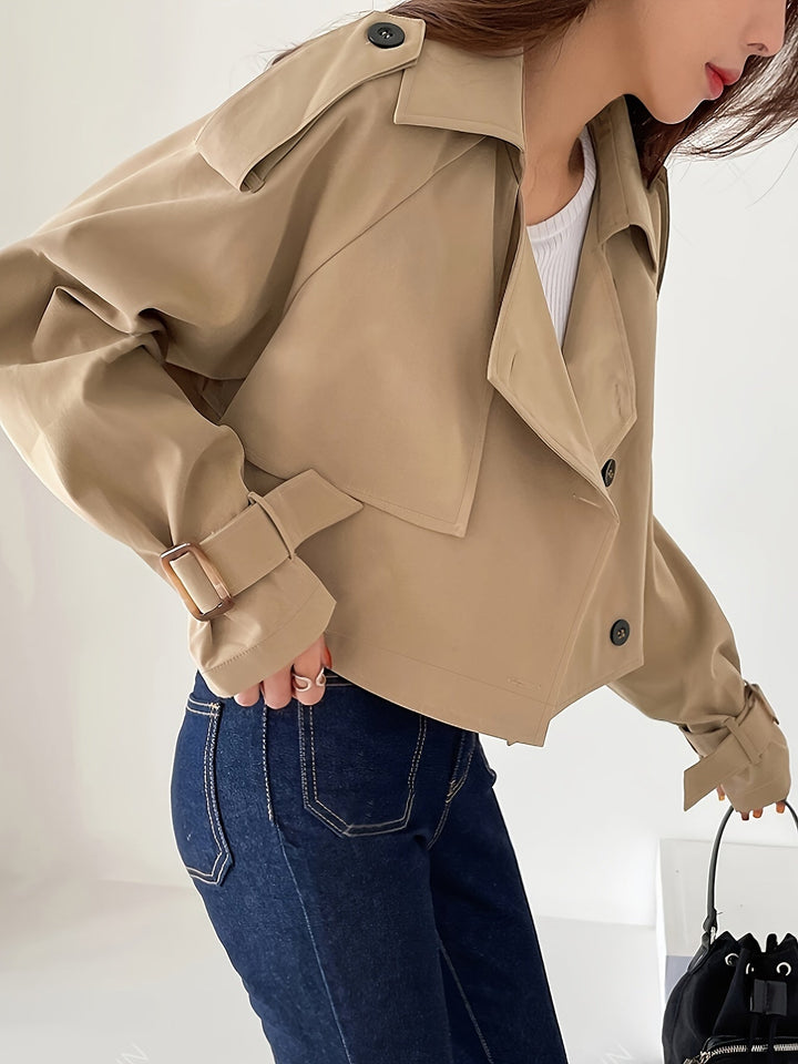 Evelyn - Élégant trench-coat kaki de printemps avec col à revers chic pour femmes