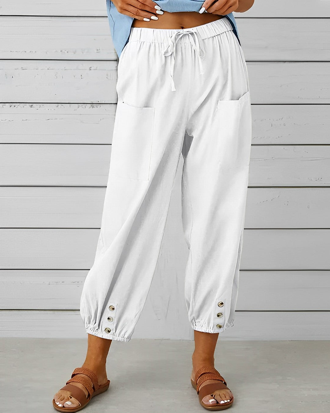 MAYA - Pantalon large taille haute élégant
