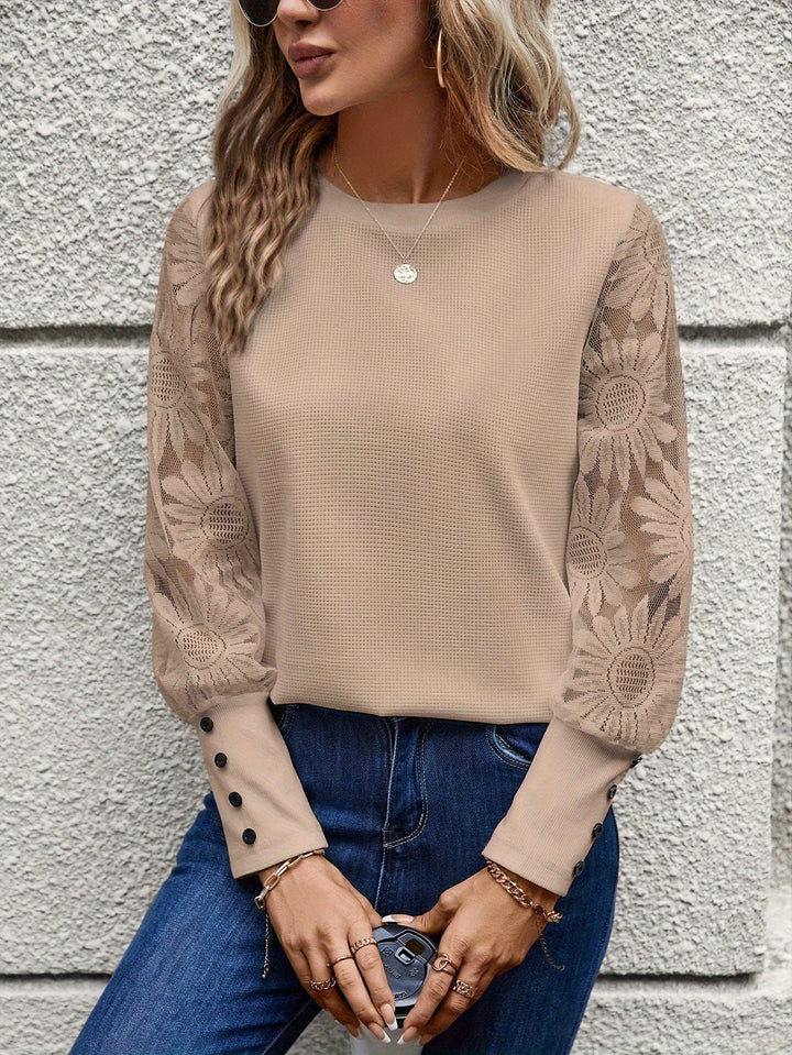 Barbara - Chemisier élégant et chic en dentelle florale pour l'automne pour les femmes