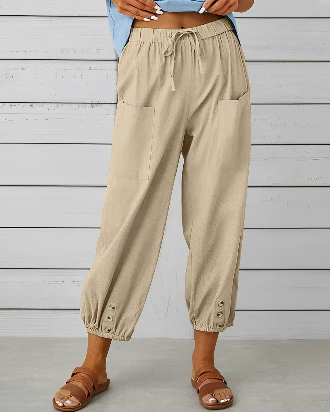 MAYA - Pantalon large taille haute élégant