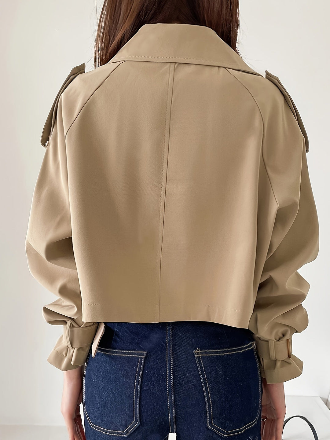 Evelyn - Élégant trench-coat kaki de printemps avec col à revers chic pour femmes