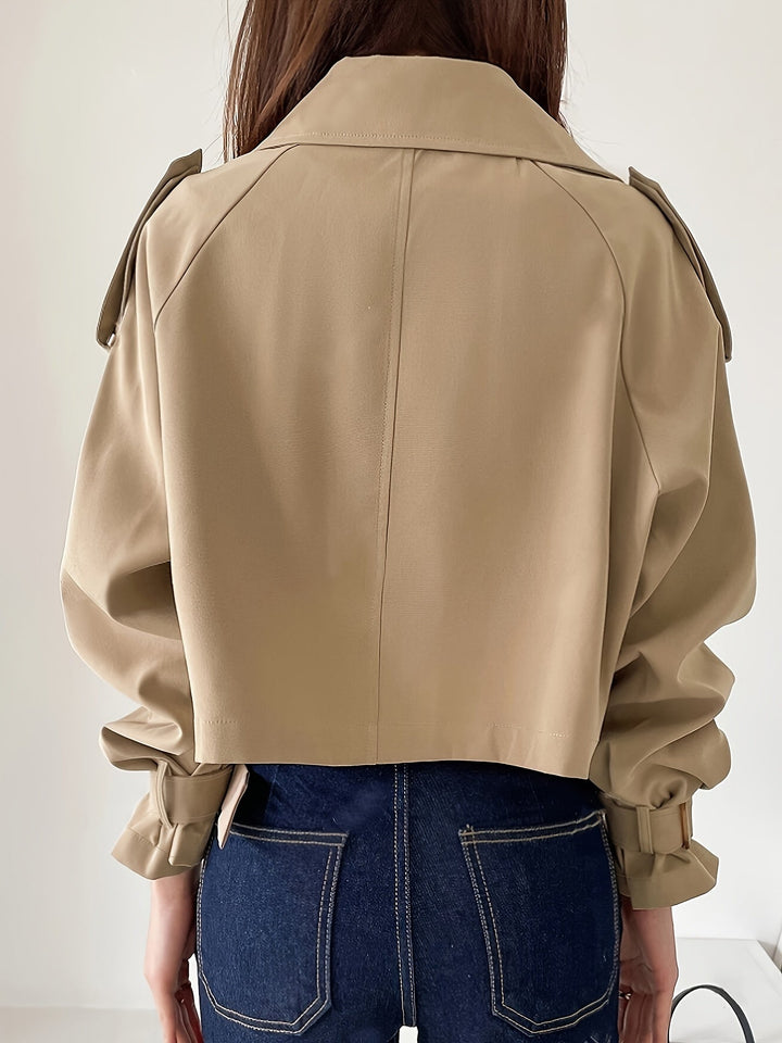 Evelyn - Élégant trench-coat kaki de printemps avec col à revers chic pour femmes