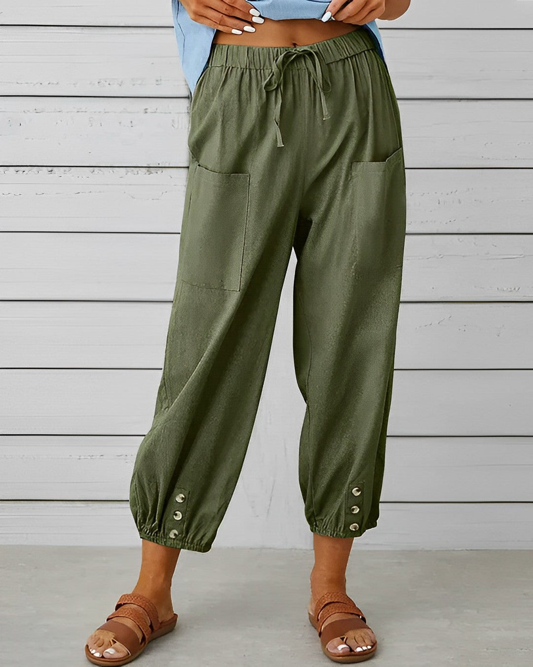 MAYA - Pantalon large taille haute élégant