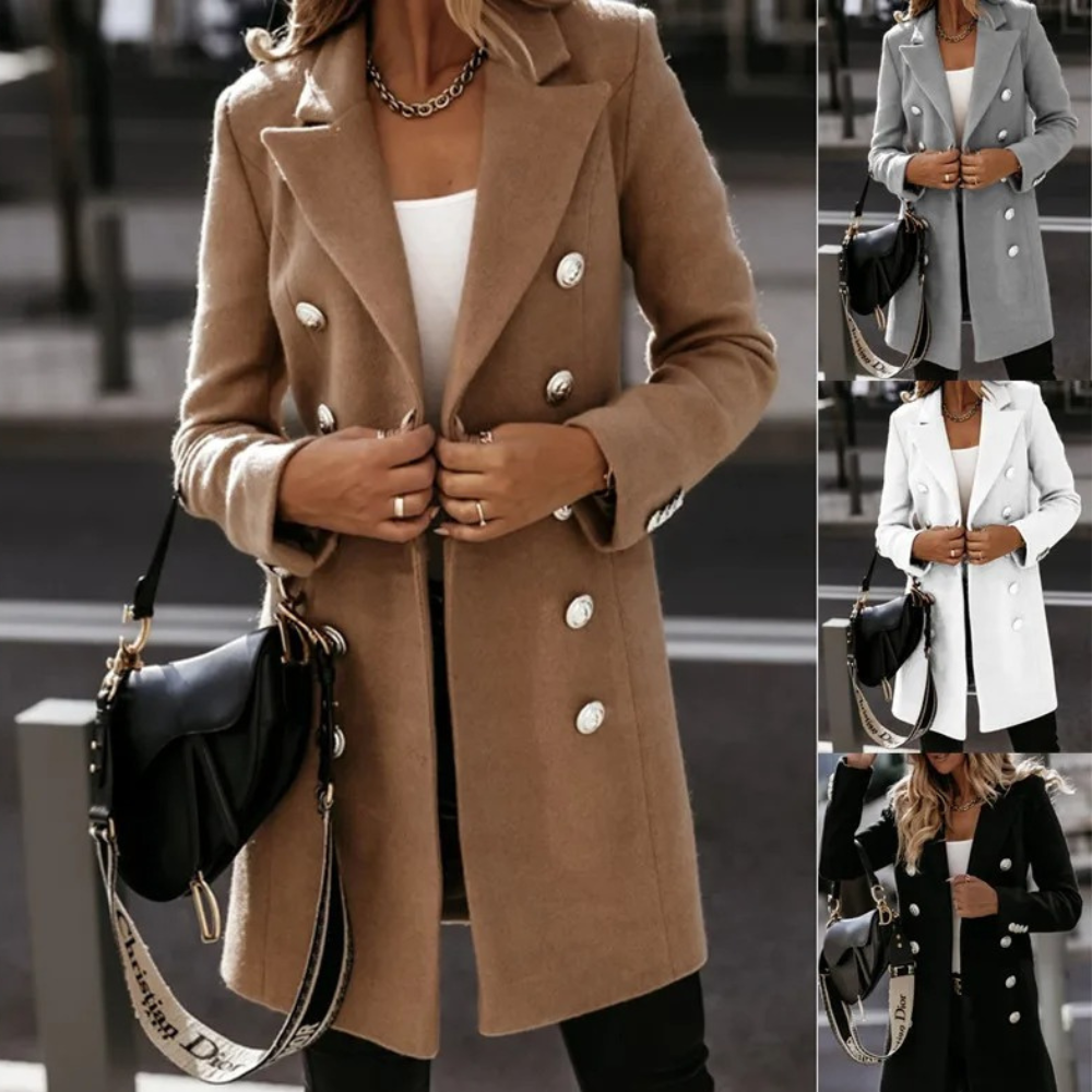 Blazer moderne à double boutonnage pour femmes - HENNA Stylish Elegance