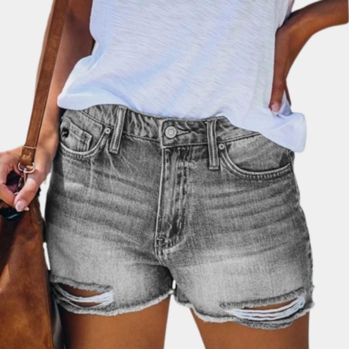 Violaine - Short d'été en denim à franges pour femmes