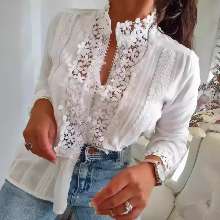 Marga - Blouse enchanteresse avec dentelle florale élégante pour un look romantique
