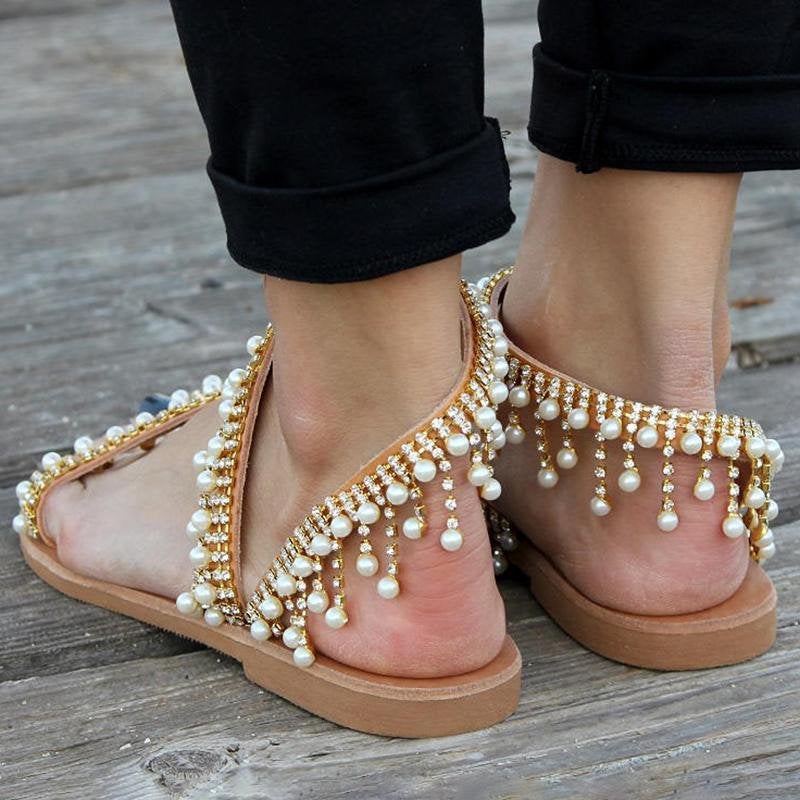 Bree - Sandales d'été élégantes avec de belles perles d'art pour femmes