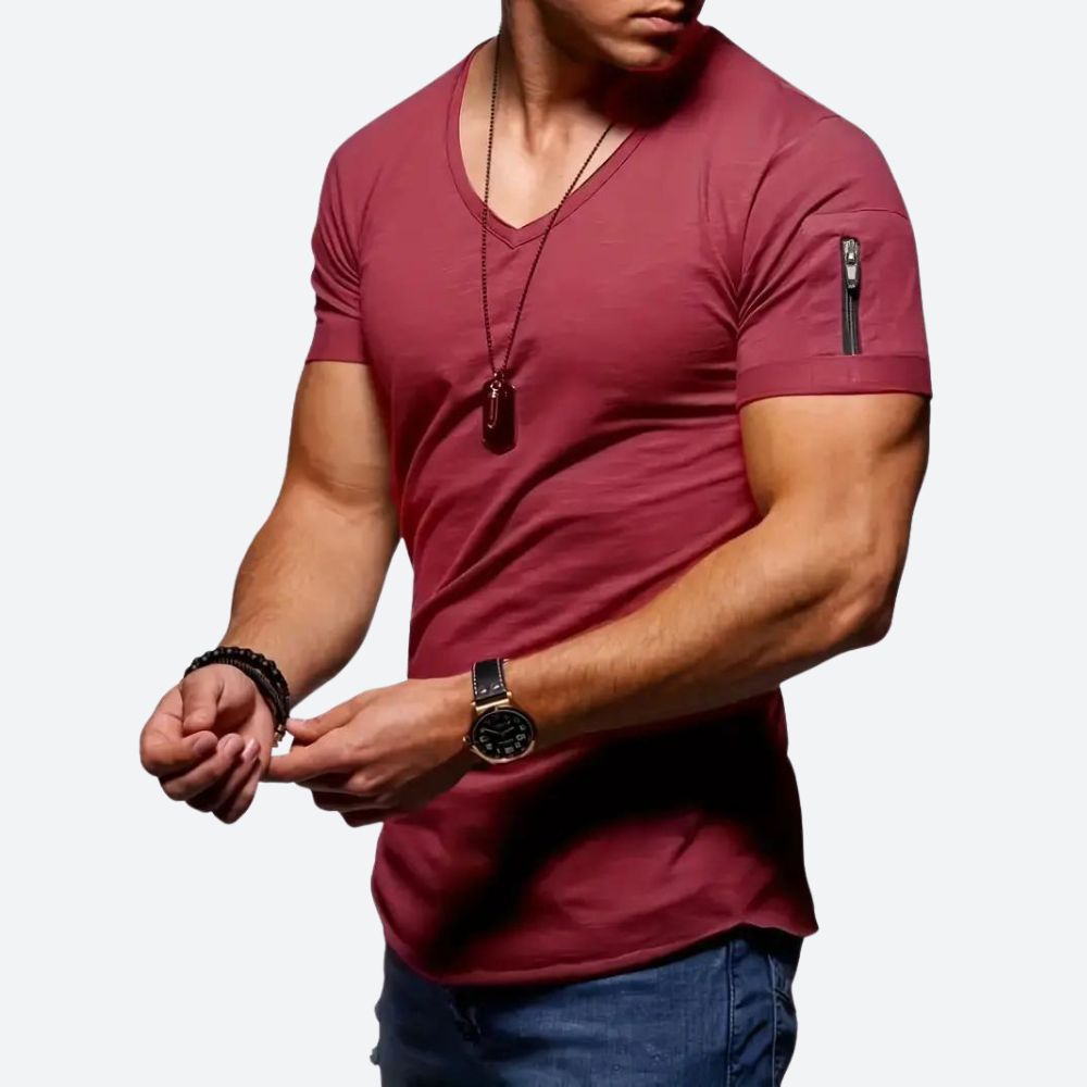 T-shirt décontracté à col en V pour hommes - Levie