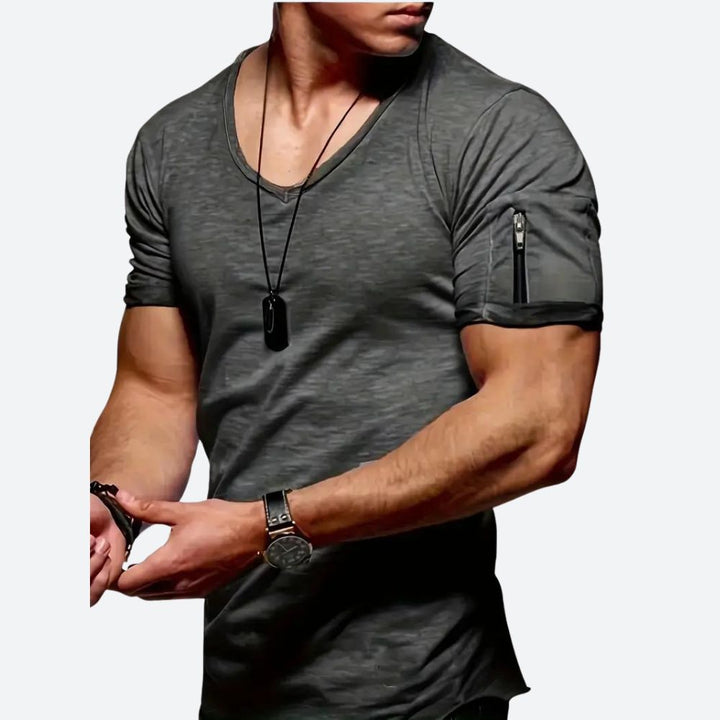 T-shirt décontracté à col en V pour hommes - Levie