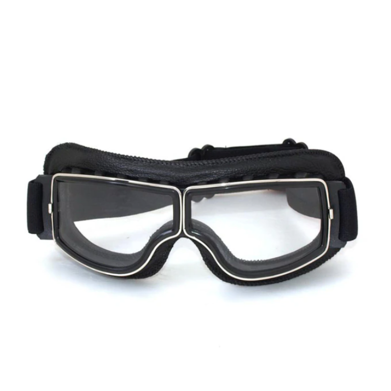 Luke - Lunettes de moto élégantes en cuir végétal vintage pour l'automne, pour elle et lui