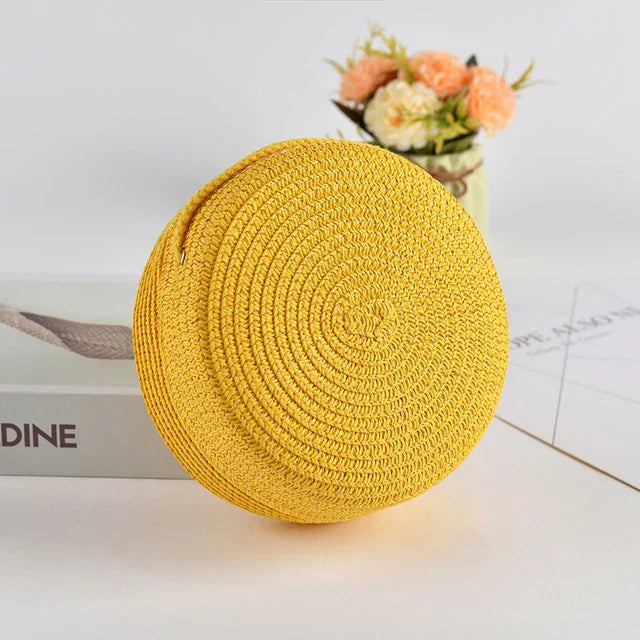 Élégant sac à bandoulière rond tissé à la main avec fermeture à glissière pratique