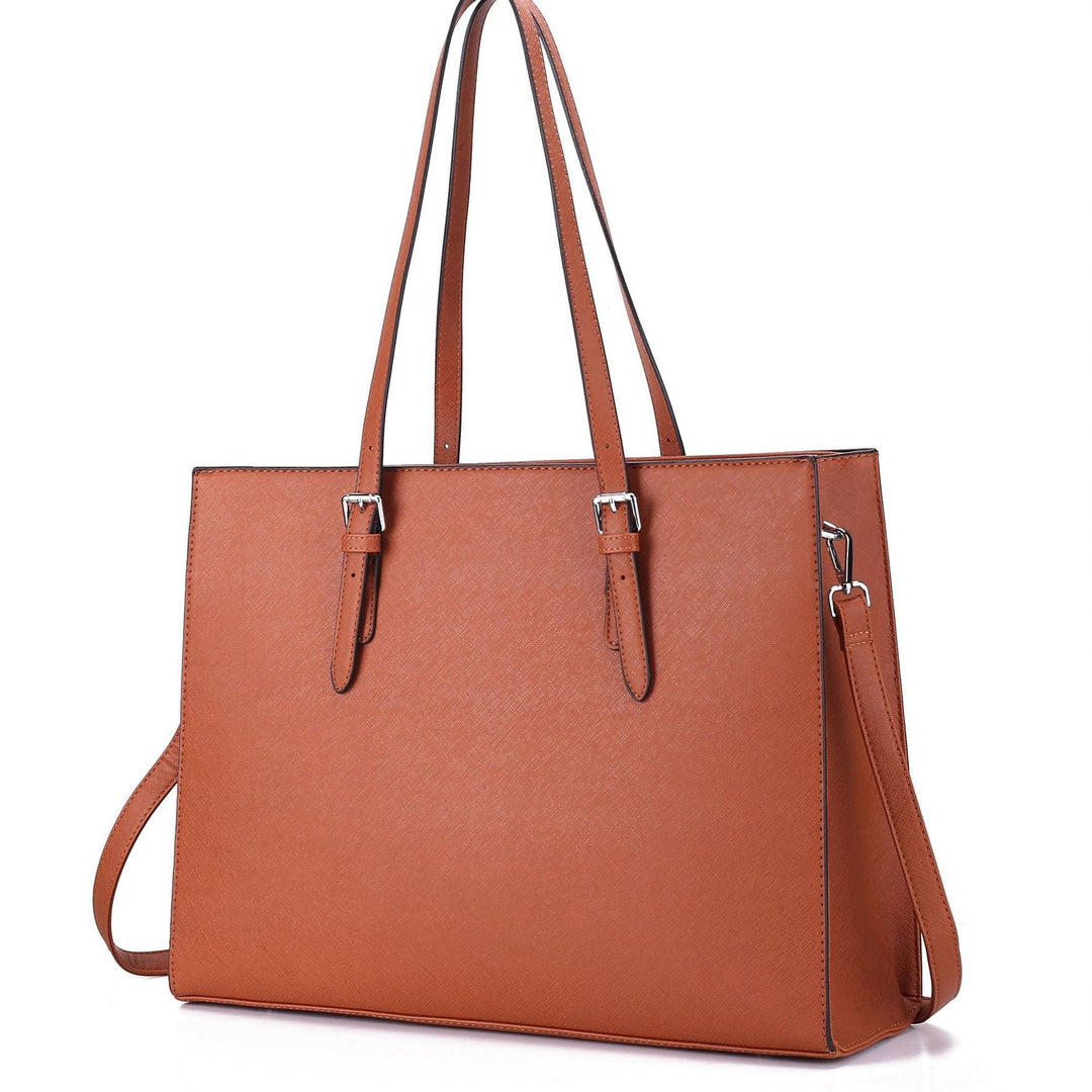 Sacoche d'ordinateur portable en cuir pour femmes avec bandoulière pratique