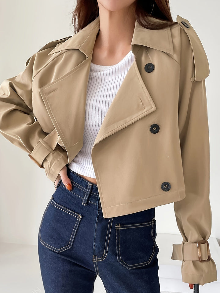 Evelyn - Élégant trench-coat kaki de printemps avec col à revers chic pour femmes
