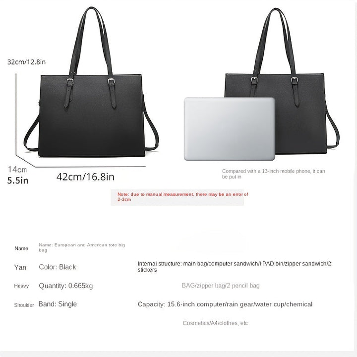 Sacoche d'ordinateur portable en cuir pour femmes avec bandoulière pratique